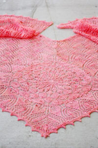 Peony Garden shawl pattern by Romi Hill