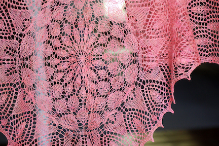 Peony Garden shawl pattern by Romi Hill