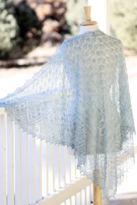 Awaken shawl hand knitting pattern by Rosemary (Romi) Hill